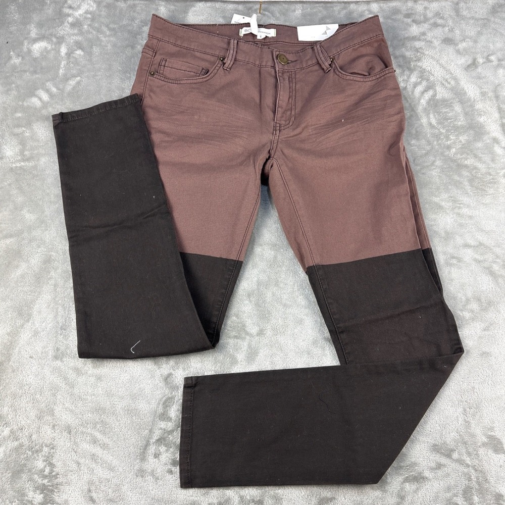 BCBGeneration Jasper Two Tone Colorblock Skinny Jeans Brown Coconut Size 26 NEW